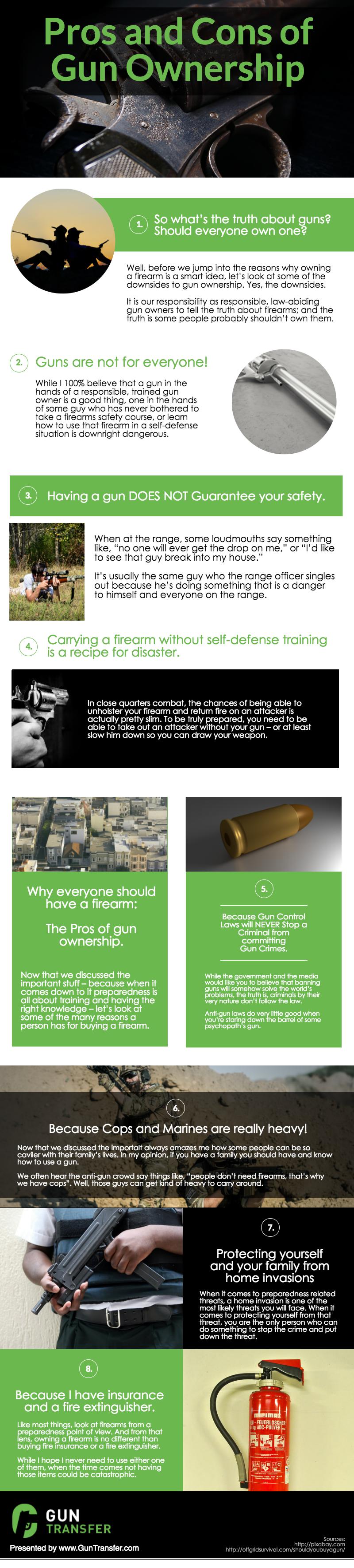 Pros and cons of gun ownership infographic